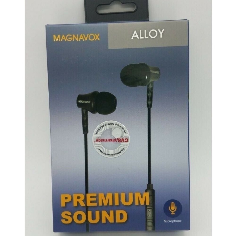 Magnavox Alloy Premium Sound In Ear Earbuds W/Microphone Black